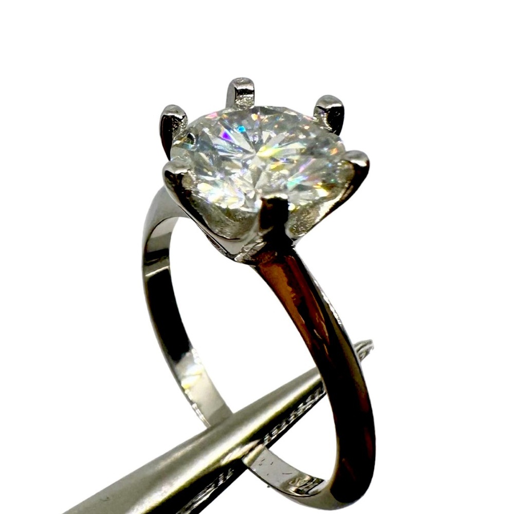 Moissanite Diamond Engagement Ring 3 Ct Round Cut 6 Prong 18K 925 GRA Size 8